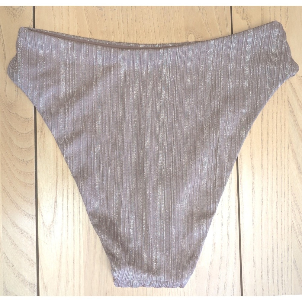 Andie Swim The 90s High Waist Bikini Bottom Brown Gold Metallic Cheeky Est Small - Picture 4 of 6